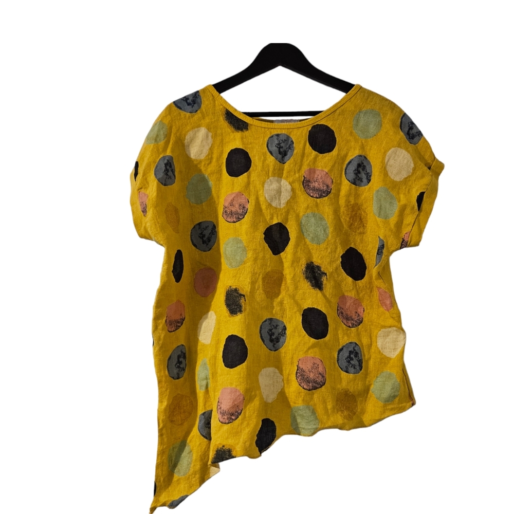 ME & GEE women's Dot Print Linen Top